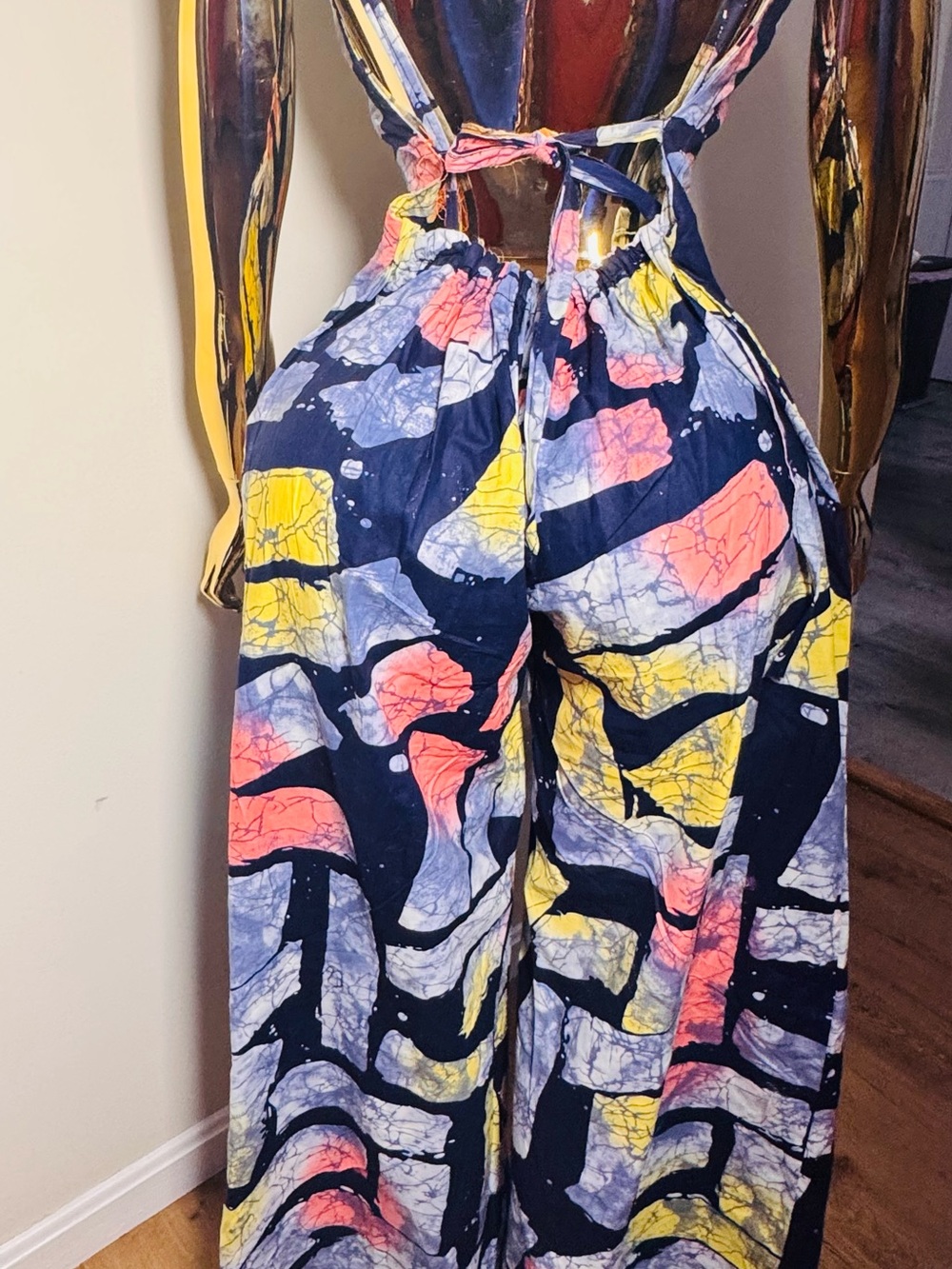 Halter-Neck Wide-Leg Jumpsuit in Rust Multi Print - Picture 11 of 15